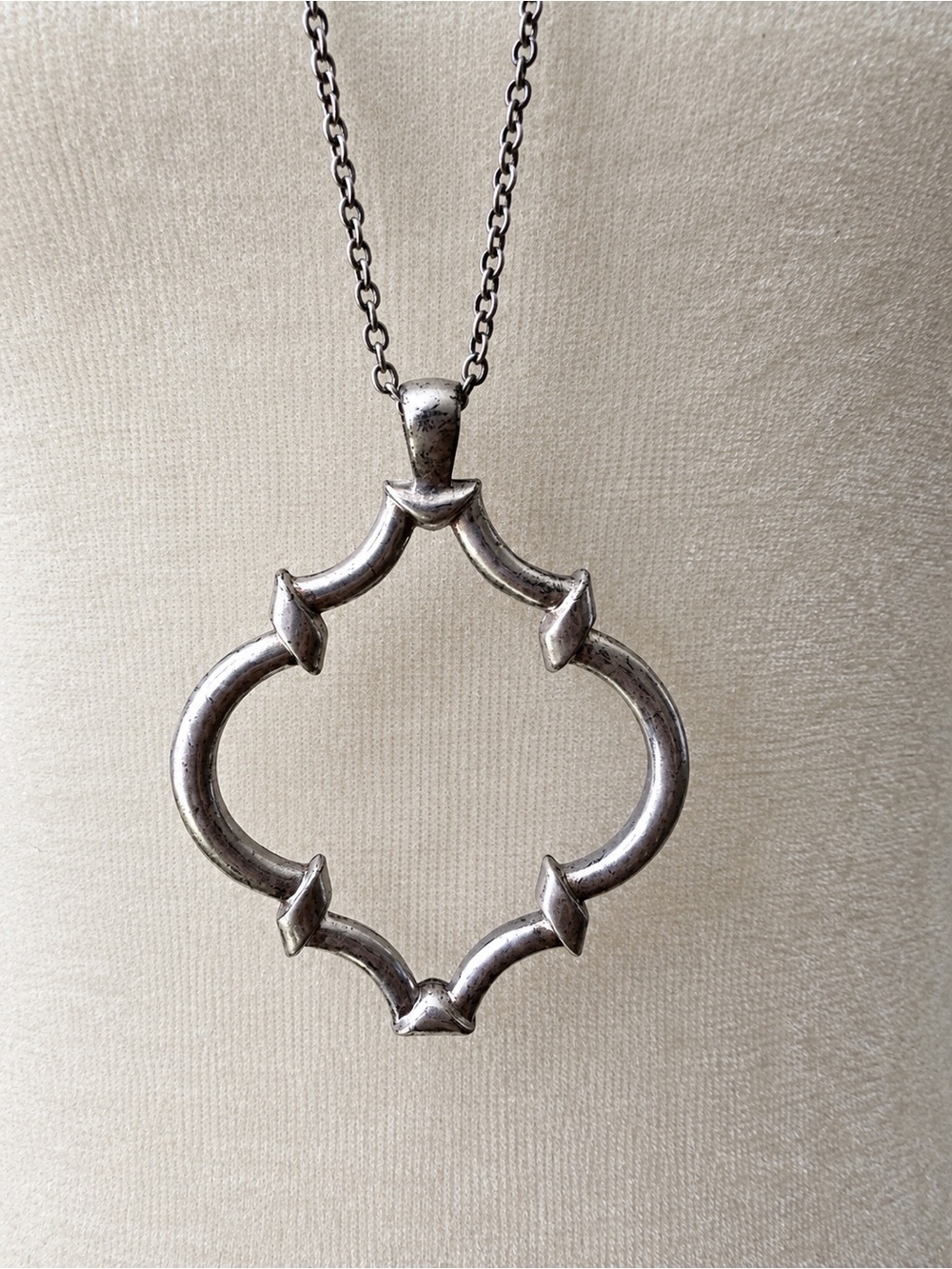 Silver Openwork Pendant Necklace - Women's Jewelry